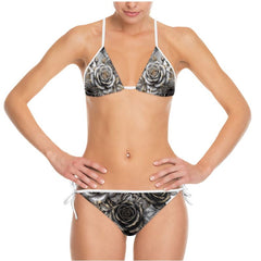 Vinron Weiß-Schwarze Rosen Bikini
